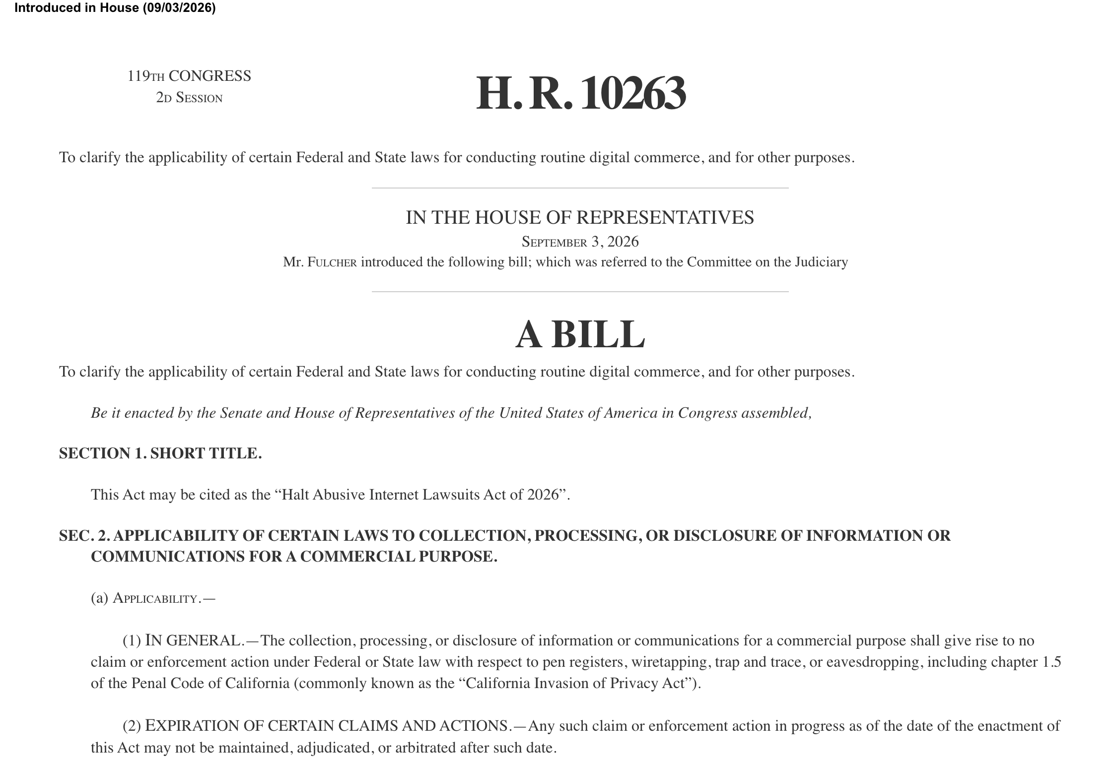 Halt Abusive Internet Lawsuits Act of 2026